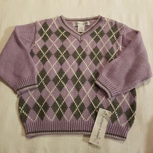 Puddles & Bubbles purple argyle design sweater4T